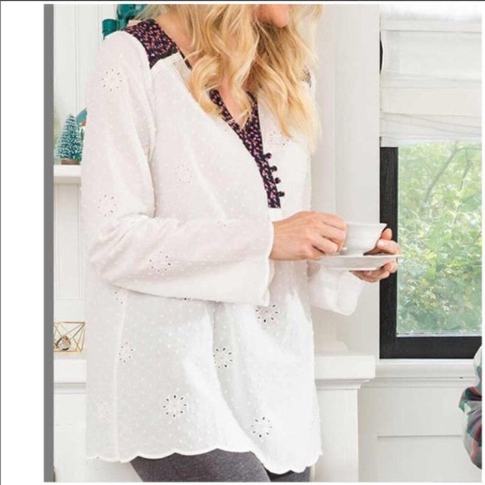 MATILDA JANE Snow Globe Tunic White Eyelet XS NWT